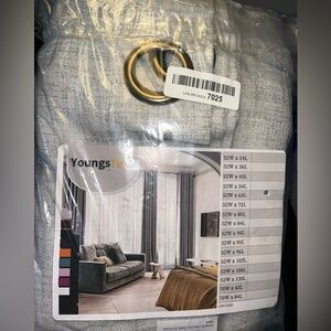 YoungsTex Gray Curtains with Gold Rings